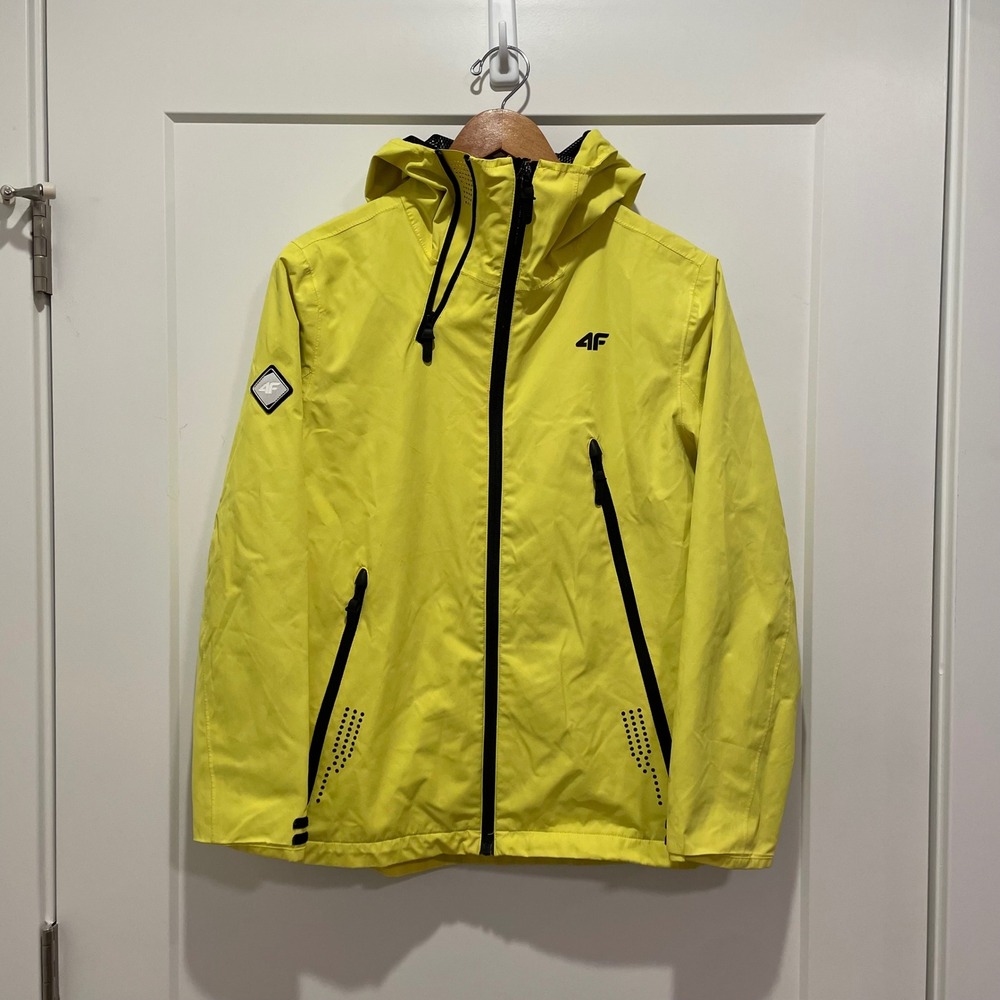 4F Neo Dry 8000 Bright Yellow Hooded Waterproof Jacket Kids Youth‎ Size XL 164